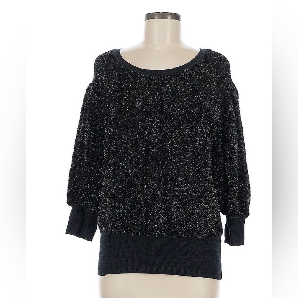 Anthropologie Black Shimmer Sweater